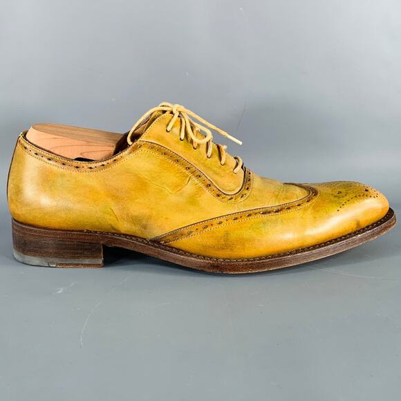 CALZOLERIA HARRIS Size 9 Tan Perforated Leather Lace-Up Shoes - Picture 2 of 8